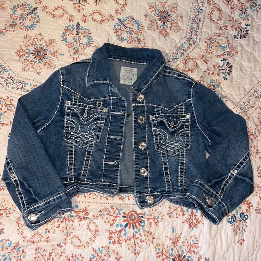 🟠 Jean Crop Jacket With Bling ⚫️